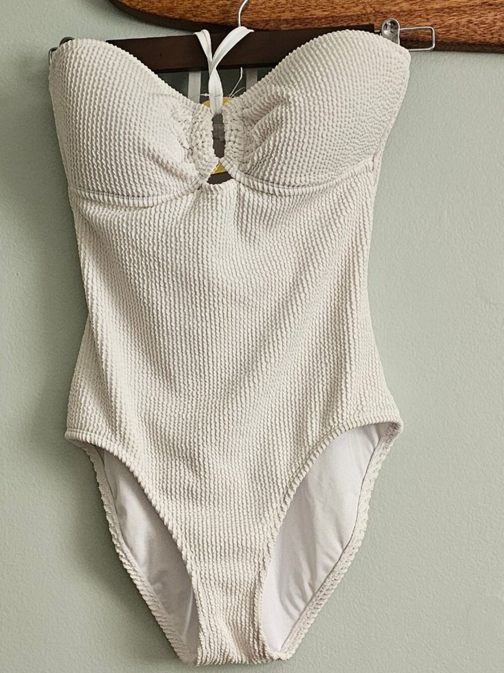 Bleu Textured White One Piece with Neck Tie, Size 4